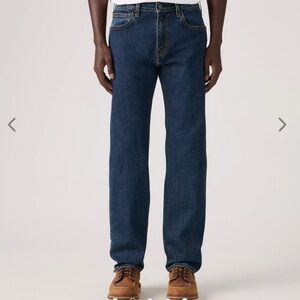 NWT Levis 505 Mens Jeans 34x30 Regular Fit Stretch Straight Leg Blue Dark Wash